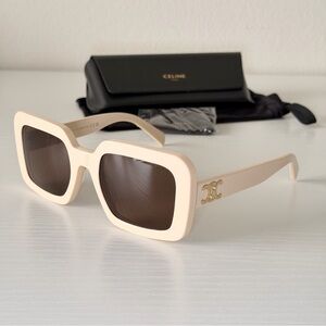 New! Celine Beige Sunglasses Triomphe CL40304U 25E, Authentic